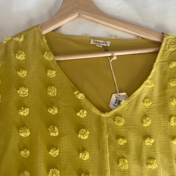 Summery Maternity Dress - Yellow V Neck Swiss Dot - Picture 3 of 4